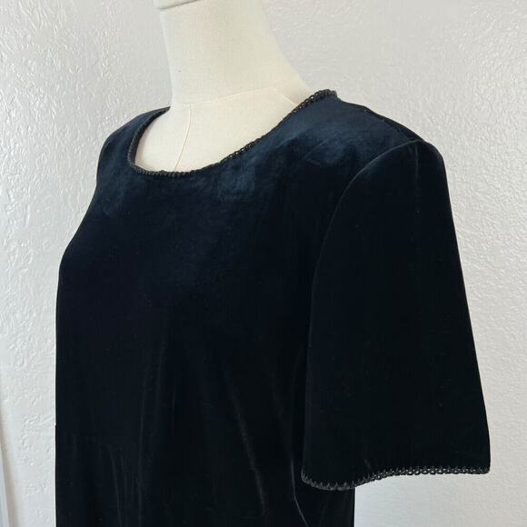 VTG Talbots Dress Womens 14 Black Velvet Maxi Fairy Grunge Goth Vamp Y2K READ - Picture 6 of 15